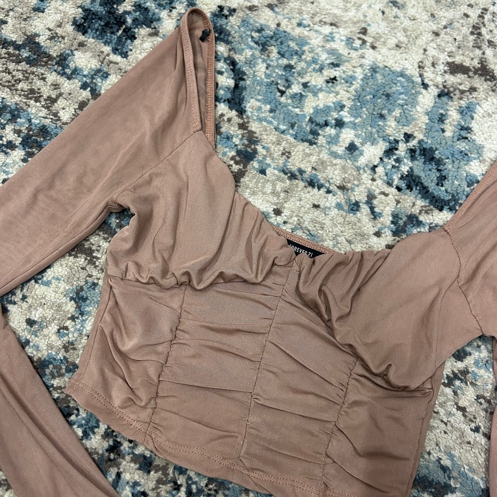 Mesh long sleeve corset Top